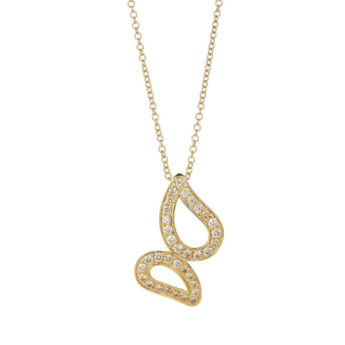 Champagne Open Leaf Diamond Pendant | 18ct Yellow Gold - Rosendorff Diamond Jewellers